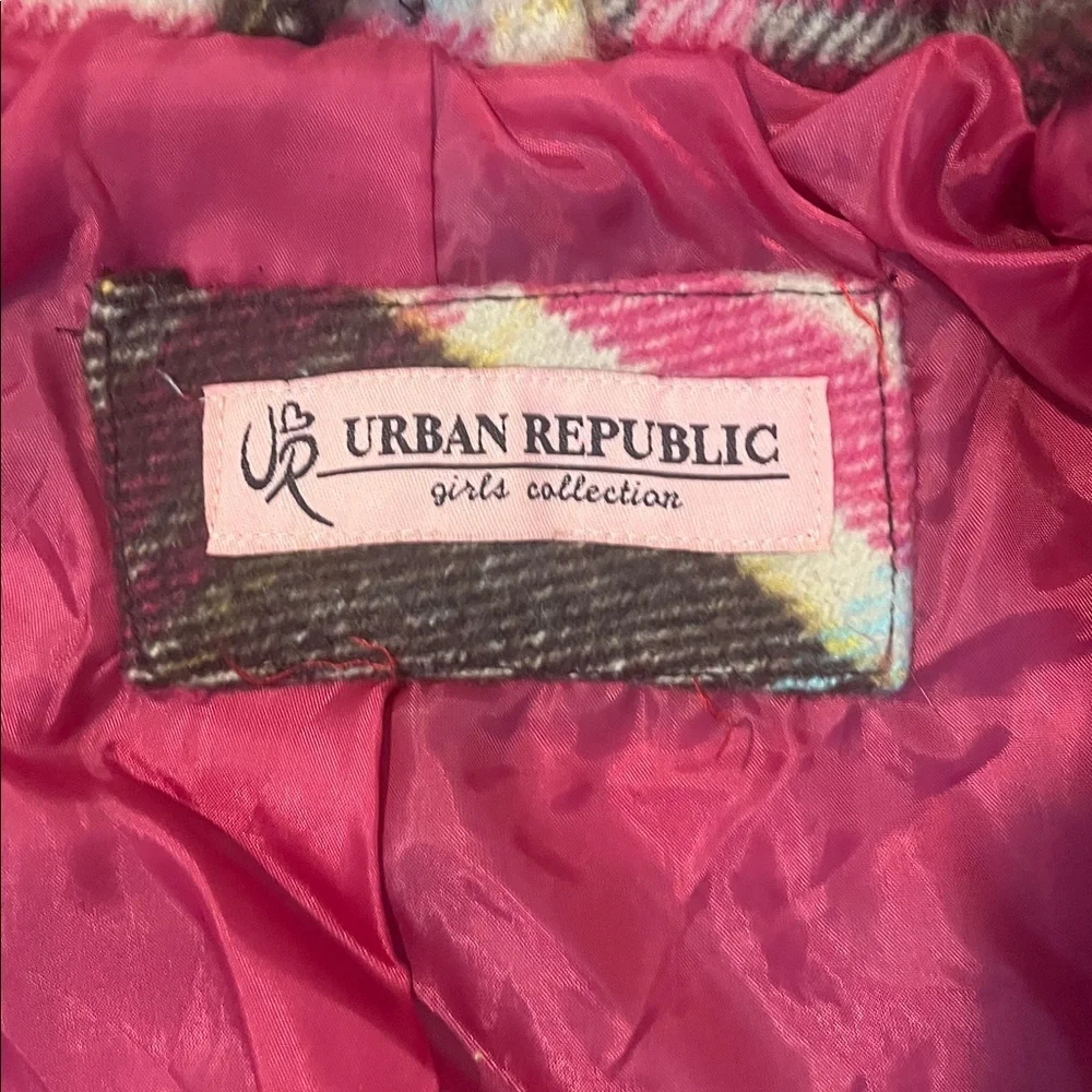 Urban Republic Girls' Plaid Jacket with Faux Fur